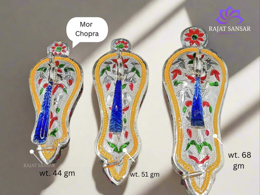 Silver Mor Meenakari  Chopra – Auspicious Elegance for Pooja Rituals