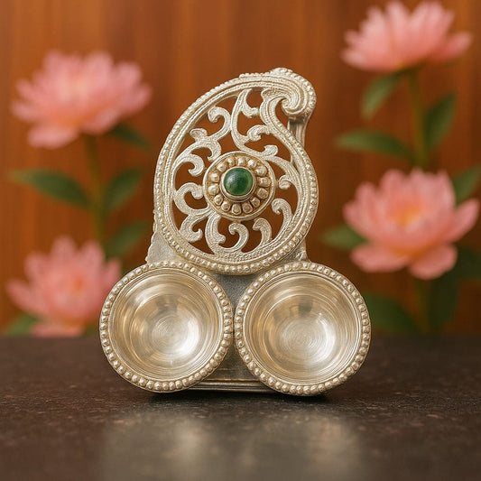 Silver Chopra – Traditional Kumkum & Chandan Holder