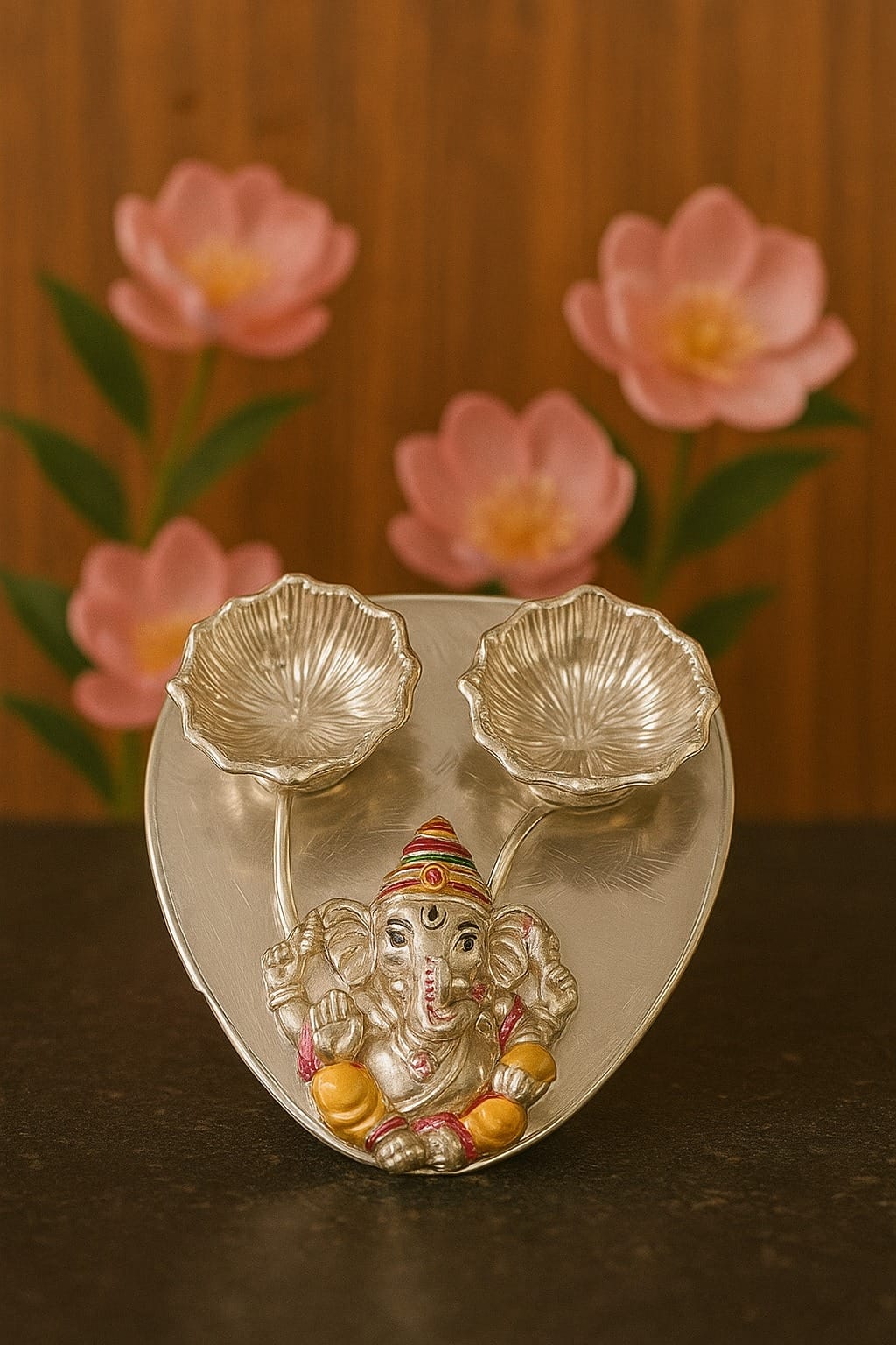 Pure Silver Ganesh Chopra – Kumkum & Chandan Holder