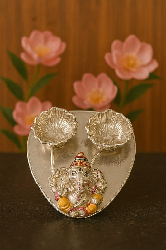 Pure Silver Ganesh Chopra – Kumkum & Chandan Holder