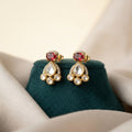 925 Silver Heritage Ruby Kundan Drop Studs