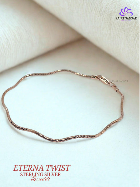 92.5 Sterling Silver Eterna Twist Bracelets Rose Gold Finish