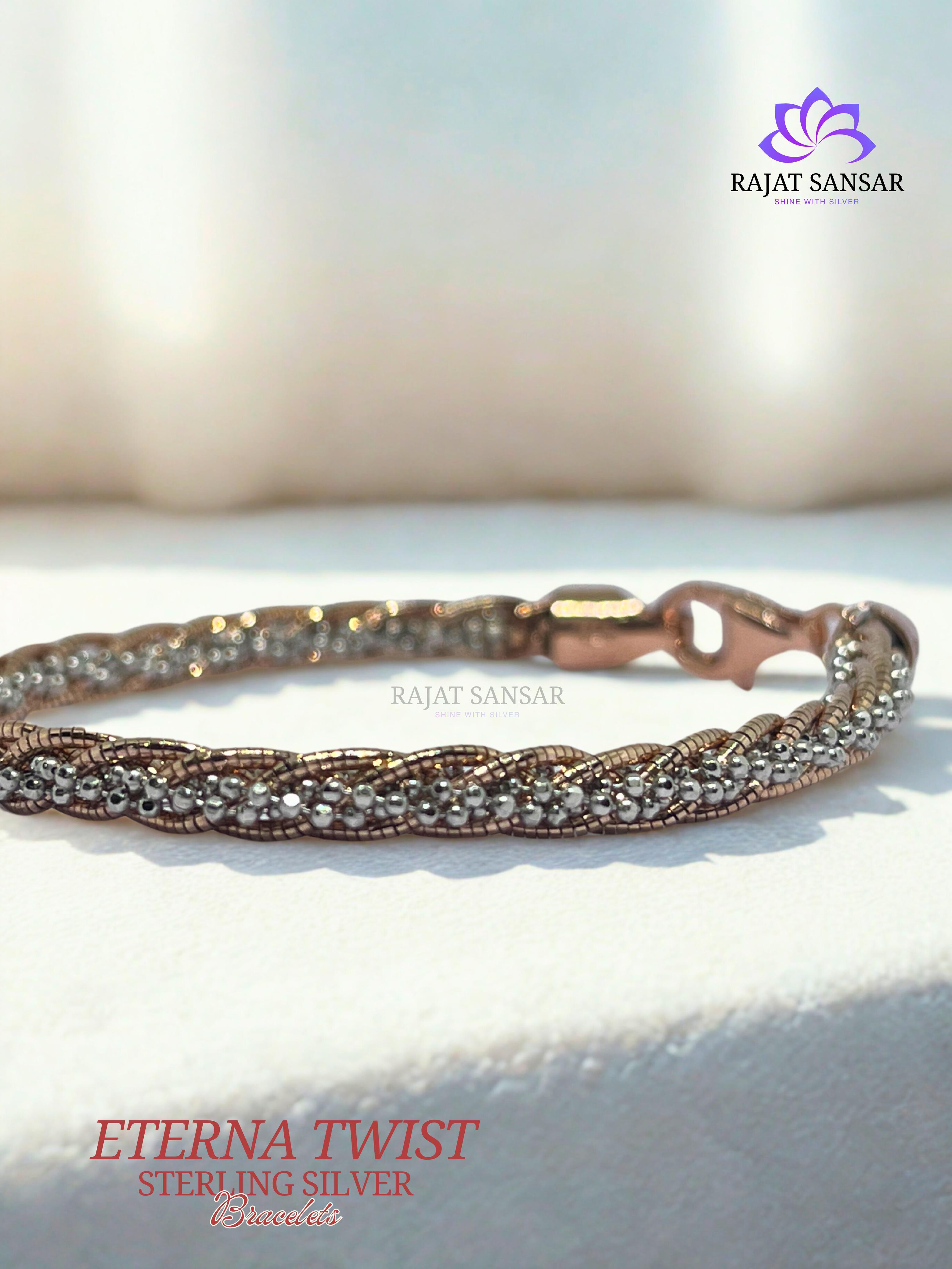 92.5 Sterling Silver Eterna Twist Bracelets Braided pattern