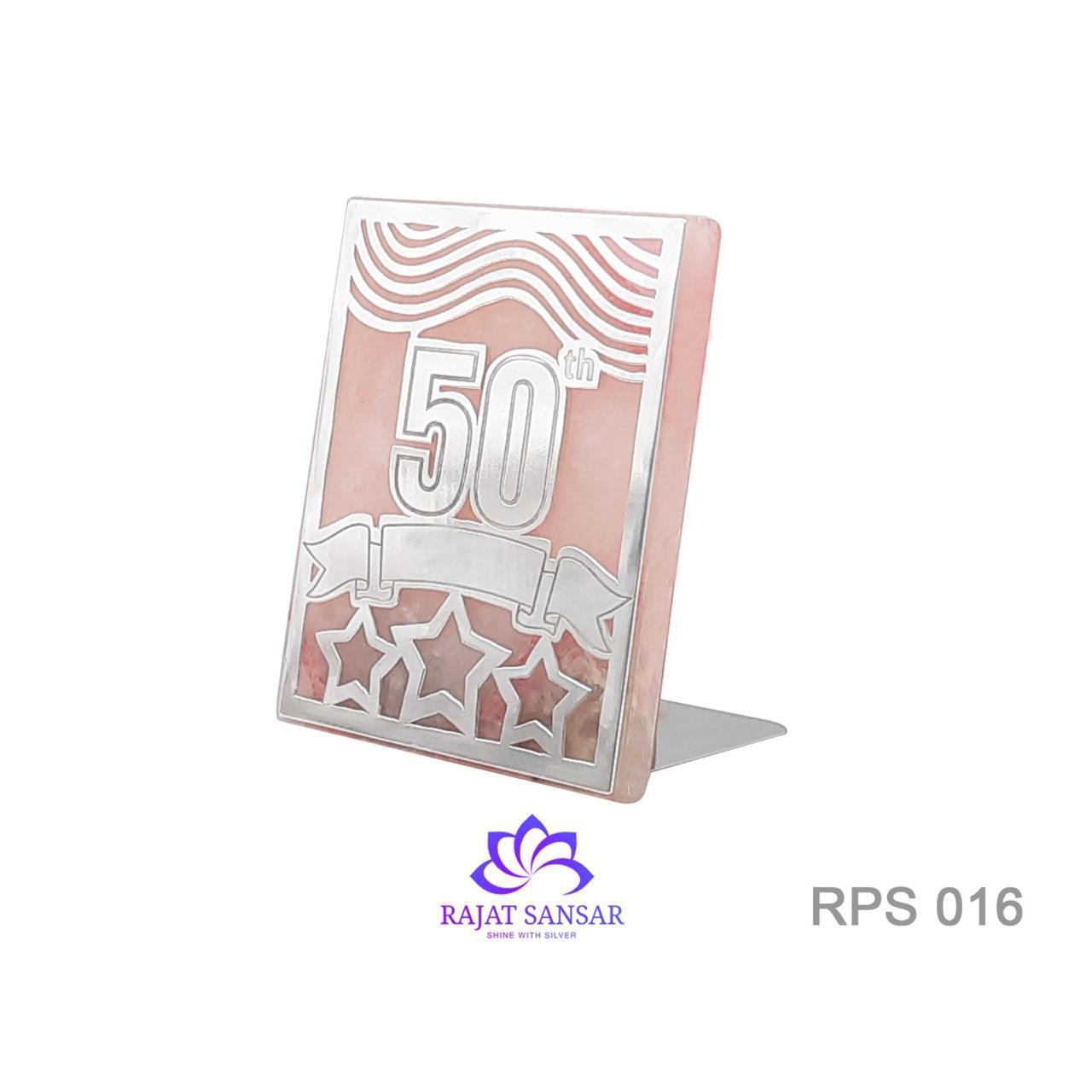 92.5 Silver Rose Quarts Stone Stand - Celebrating 50th Anniversary / Birthday