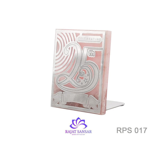 92.5 Silver Celebrating 25 Years Anniversary with Rose Quartz Stone Stand