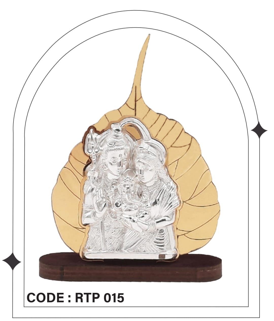 92.5 Silver Shiv Parivar Wooden Peepal Leaf