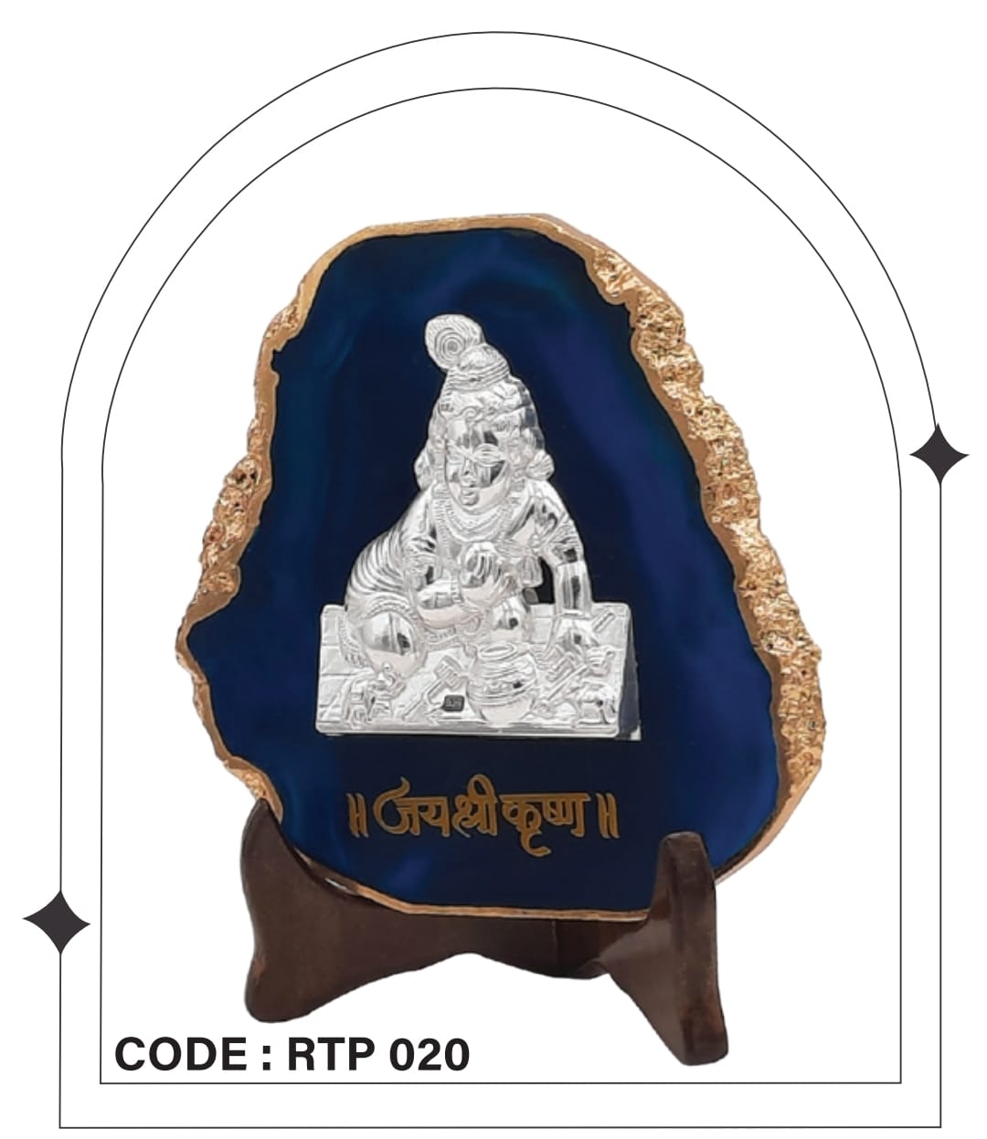 92.5 Silver Laddu Gopal Agate Stone Stand