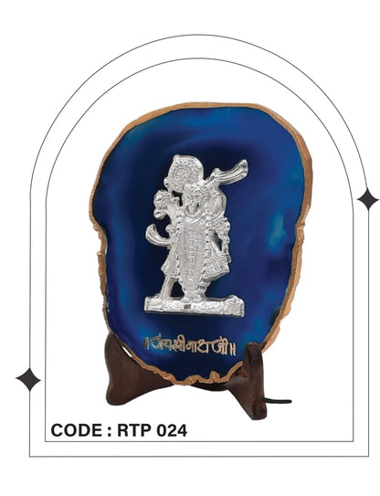92.5 Silver Shrinath Ji Agate Stone Stand