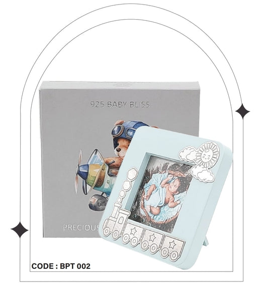 92.5 Silver Baby Toy Train Precious Photo Frame