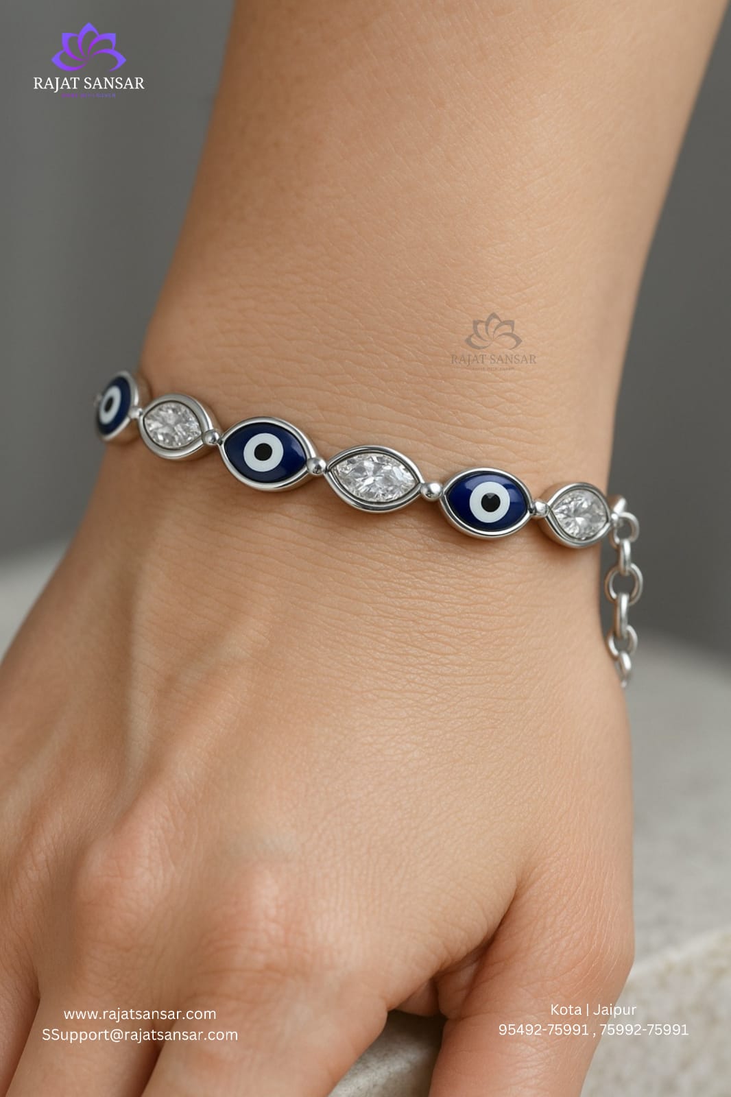 92.5 Italian Silver Evil Eye Bracelets