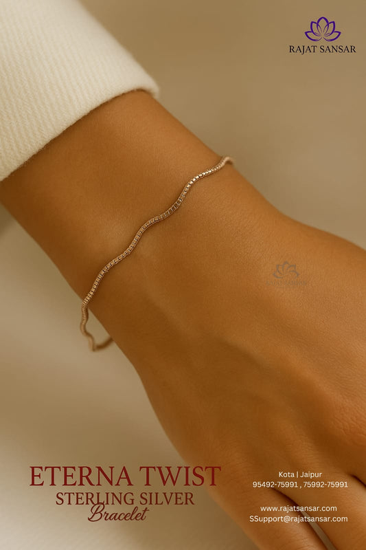 92.5 Sterling Silver Eterna Twist Bracelets Rose Gold Finish