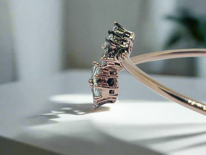 Silver Rose Gold Single Hand Bangle - flower