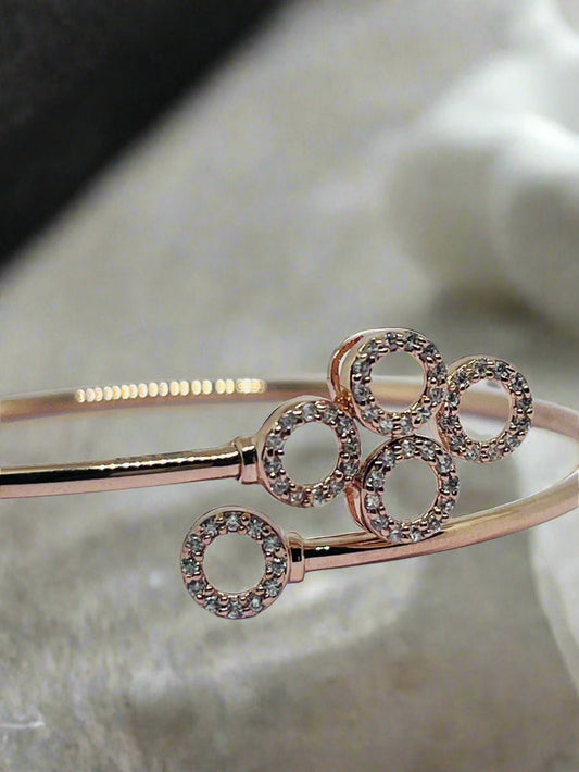 Silver Rose Gold Single Hand Bangle - Fifth Ring