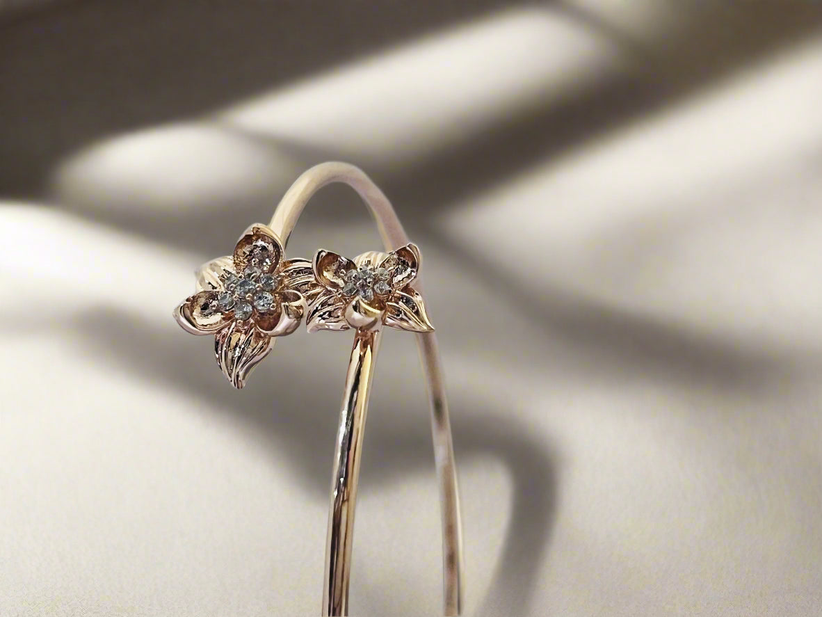 Silver Rose Gold Single Hand Bangle