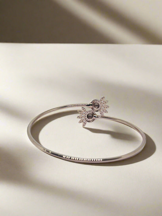 Silver Rose Gold Single Hand Bangle - Shinner