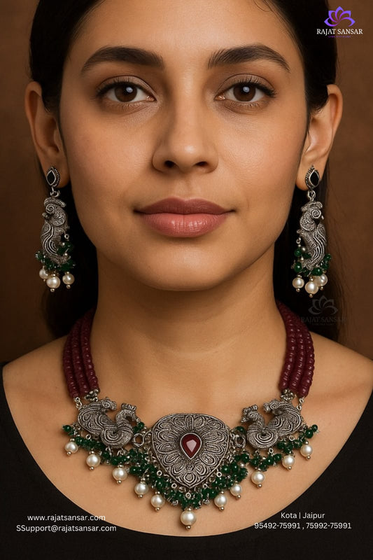 92.5 Silver Temple Jewellery- Chic Set