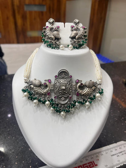 92.5 Silver Temple Jewellery -  Chic Set
