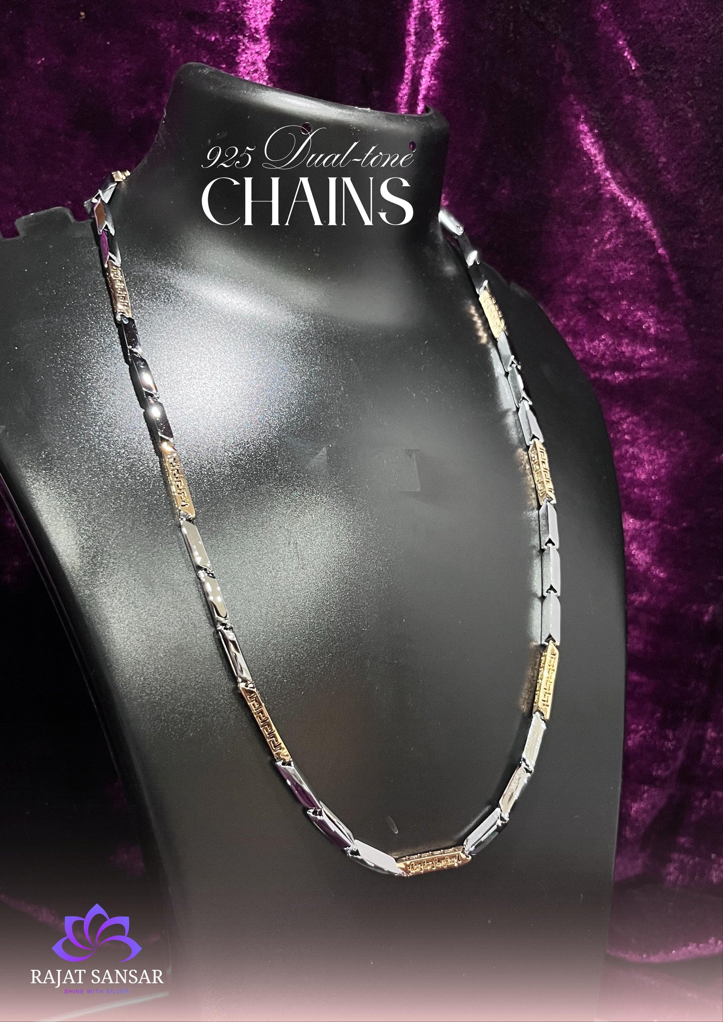 92.5 Sterling Silver Dual Tone Chains – Handcrafted Designer Silverwear