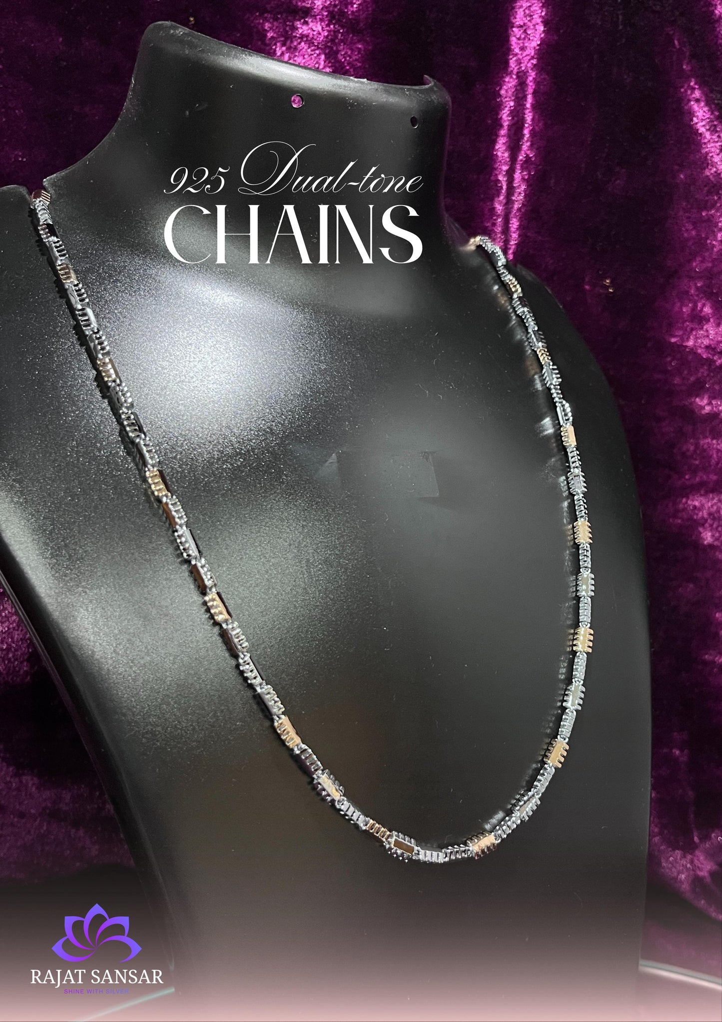 92.5 Sterling Silver Dual Tone Chains – Handcrafted Designer Silverwear