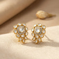 92.5 Silver Polki Pear- Shaped Stud Earring