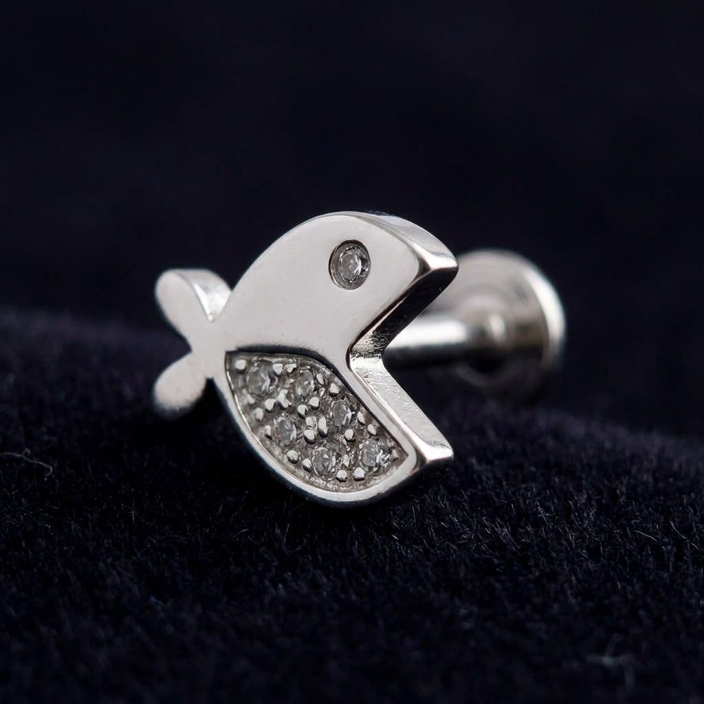 92.5 Silver Earrings for Daily wear | Fish Charm