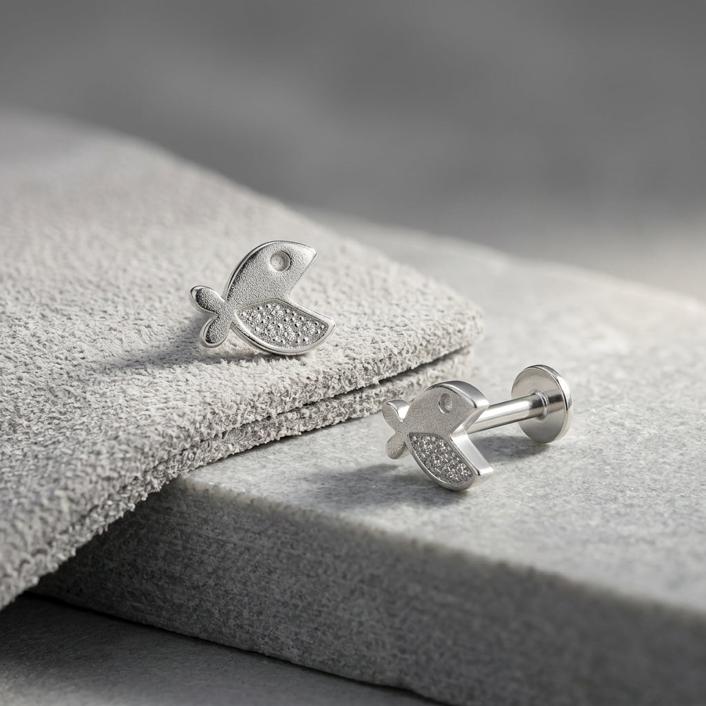 92.5 Silver Earrings for Daily wear | Fish Charm