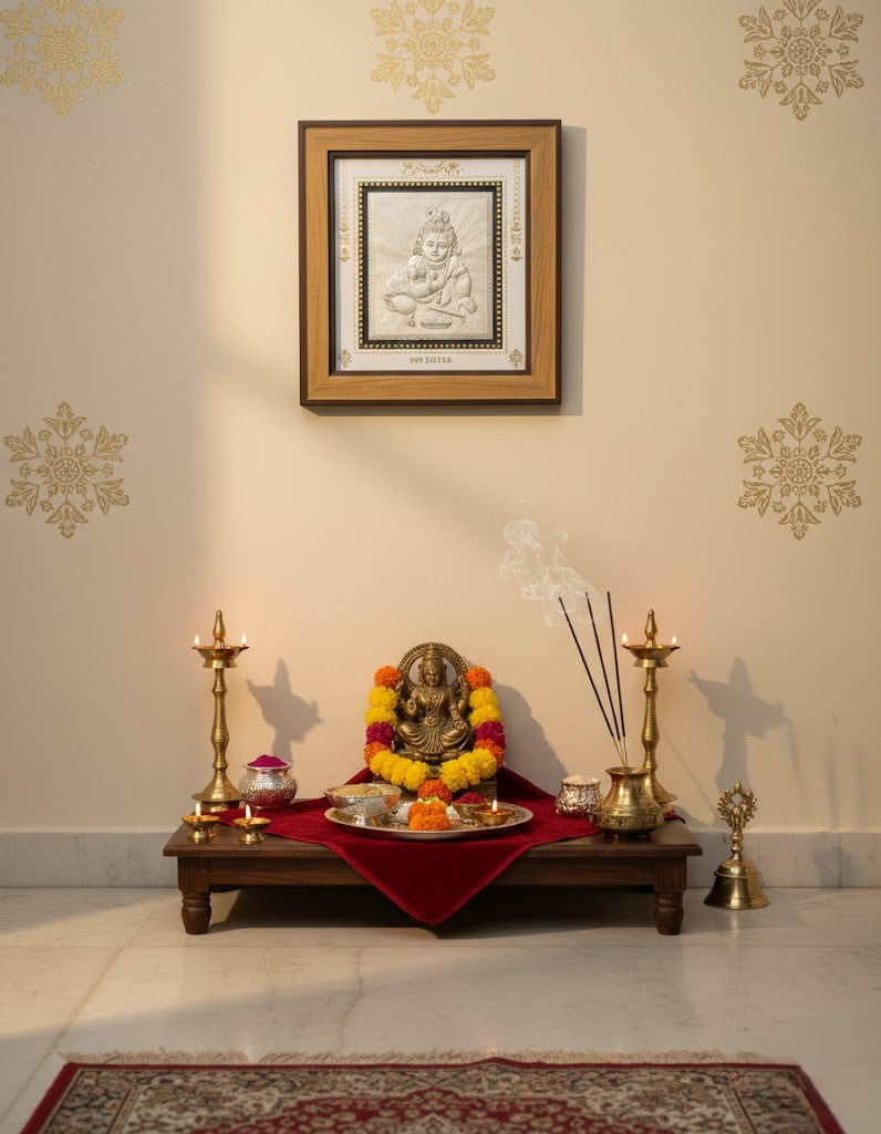 999 Pure Silver Laddu Gopal Photo Frame – Symbol of Joy & Divine Love 11x10 Inch