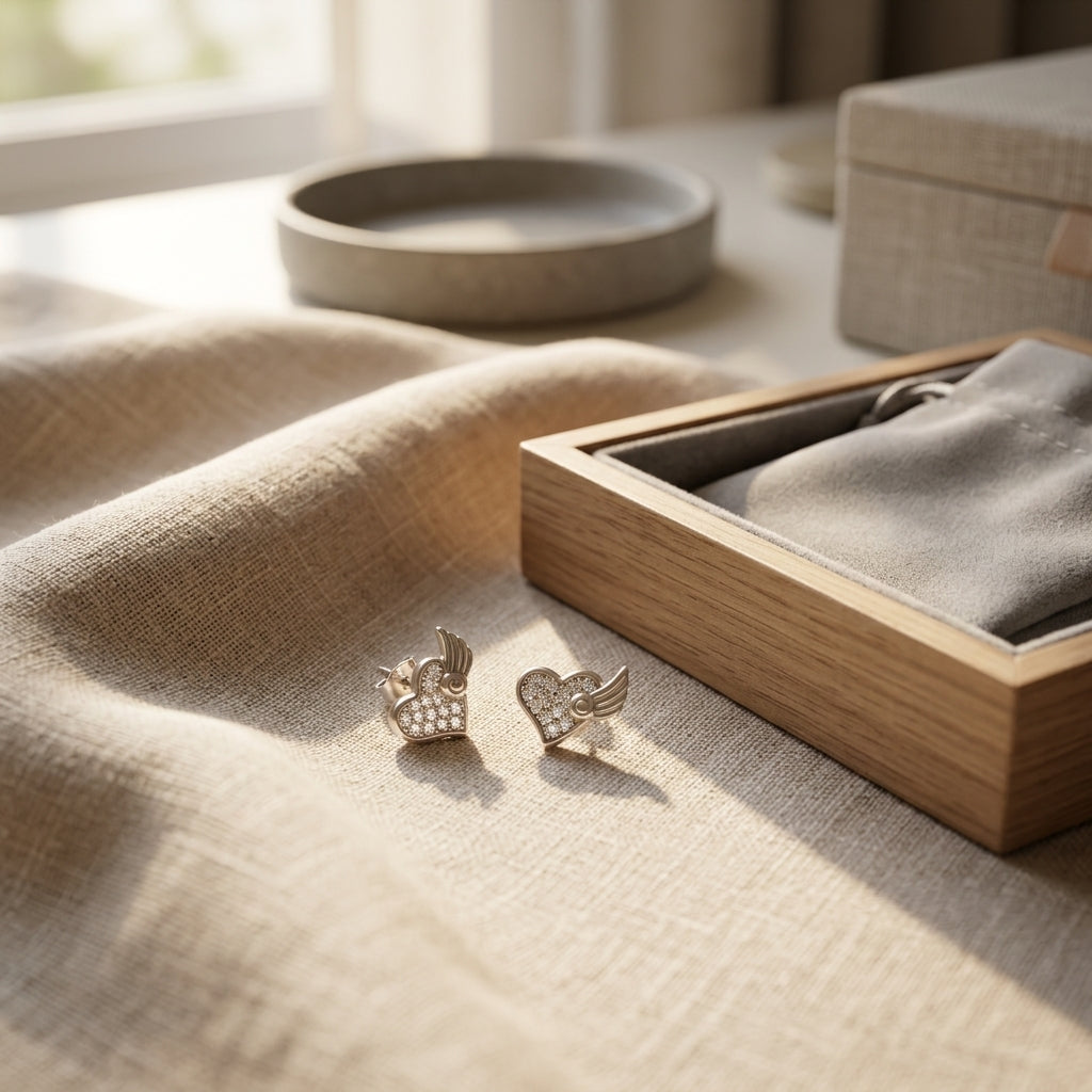 92.5 Silver Earrings for Daily wear | Winged Heart