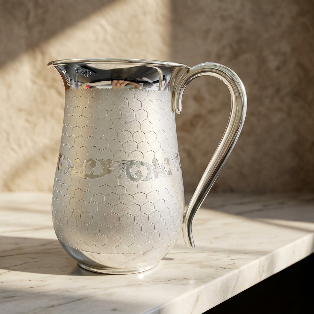 Pure 970 Silver Jug- Bel Patta & bangla jaal pattern