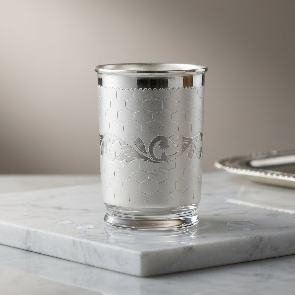 Silver Glass - Bel patta & Bangla Jaal Pattern