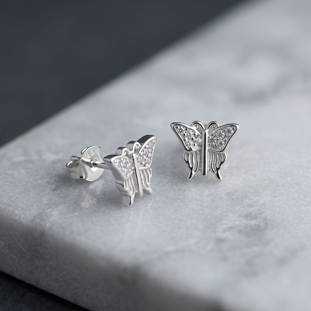 92.5 Silver Earrings for Daily wear | Butterfly Stud