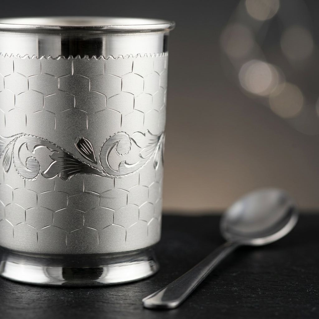 Silver Glass - Bel patta & Bangla Jaal Pattern