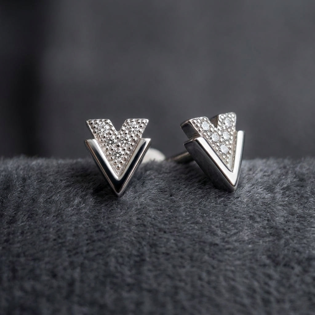 92.5 Silver Earrings for Daily wear | Geometric V- Shaped
