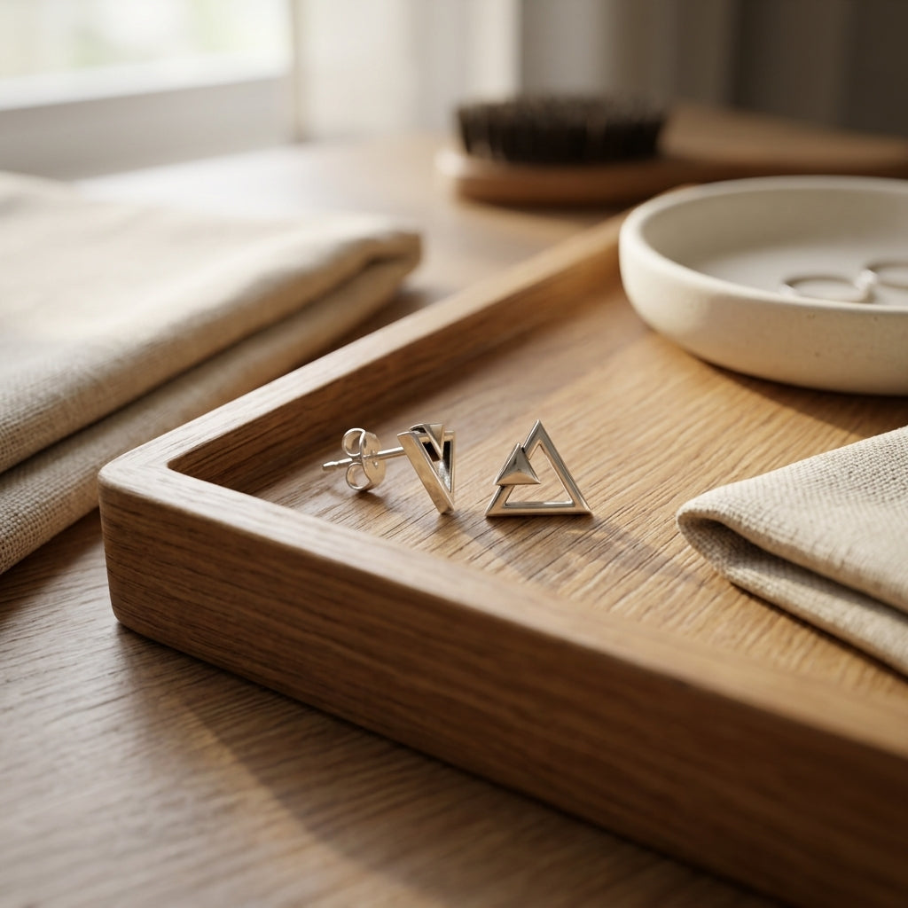 92.5 Silver Earrings for Daily wear | Geometric Silver Triangle