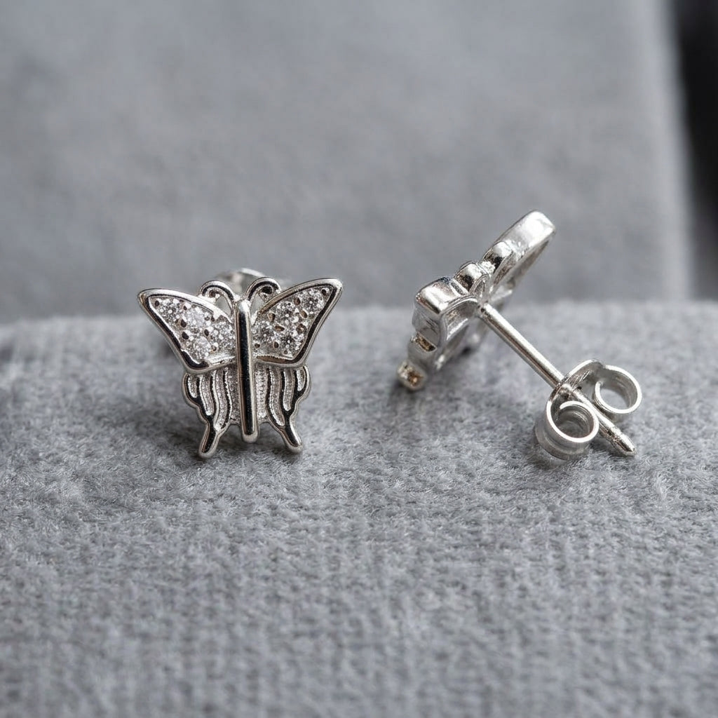 92.5 Silver Earrings for Daily wear | Butterfly Stud
