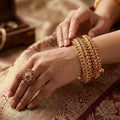 Rajwadi Ruby 92.5 Silver Gold Polished Heritage Bangdi Bangle
