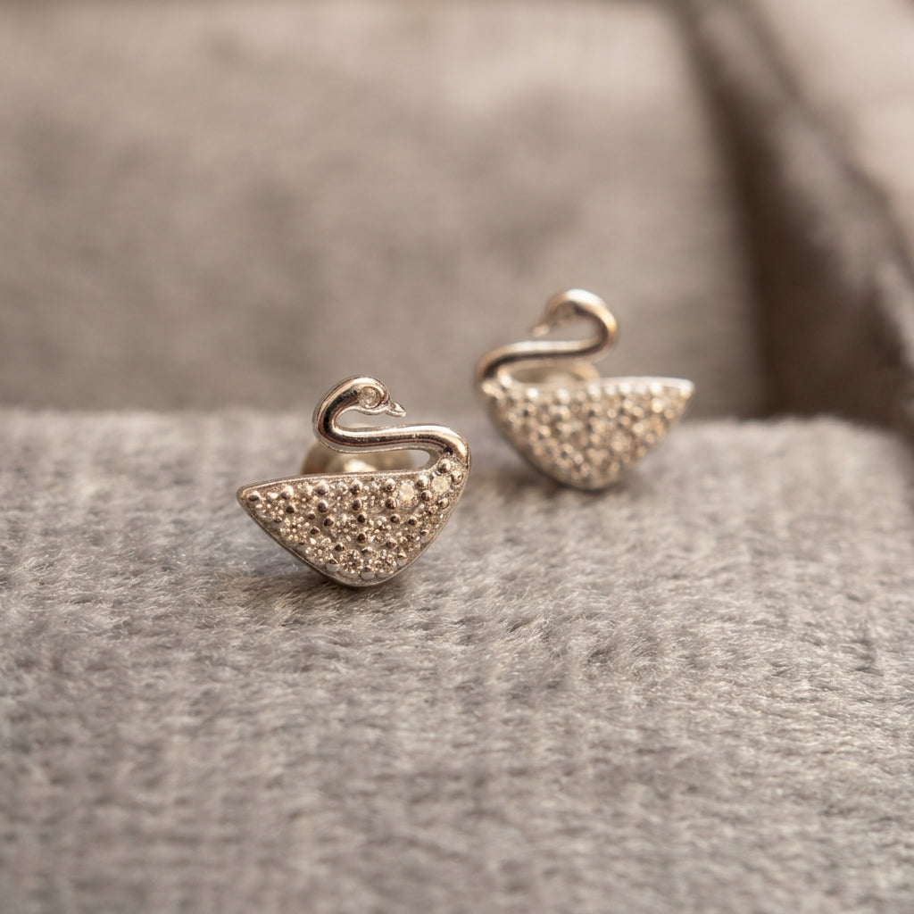 92.5 Silver Earrings for Daily wear | Elegant Swan Sparkle
