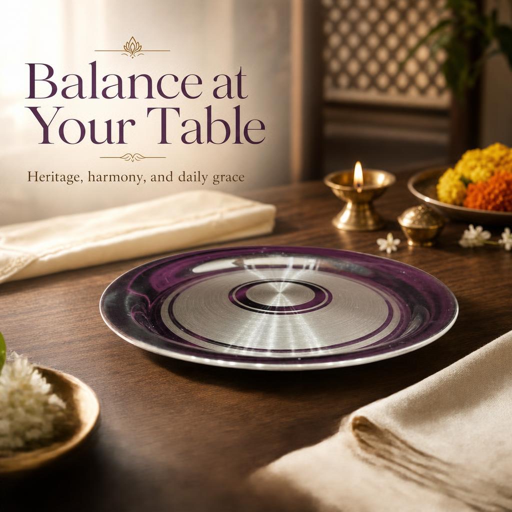 Silver Pure 970 Plate / Thali - Laying Borders
