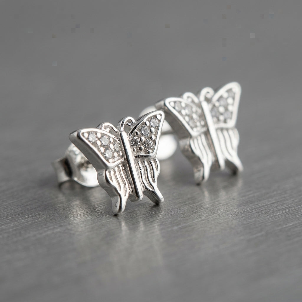 92.5 Silver Earrings for Daily wear | Butterfly Stud