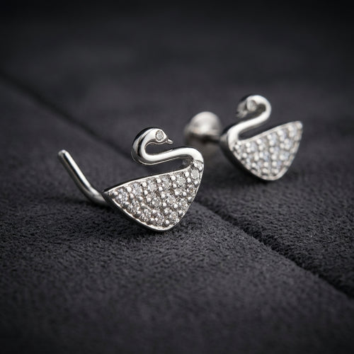 92.5 Silver Earrings for Daily wear | Elegant Swan Sparkle