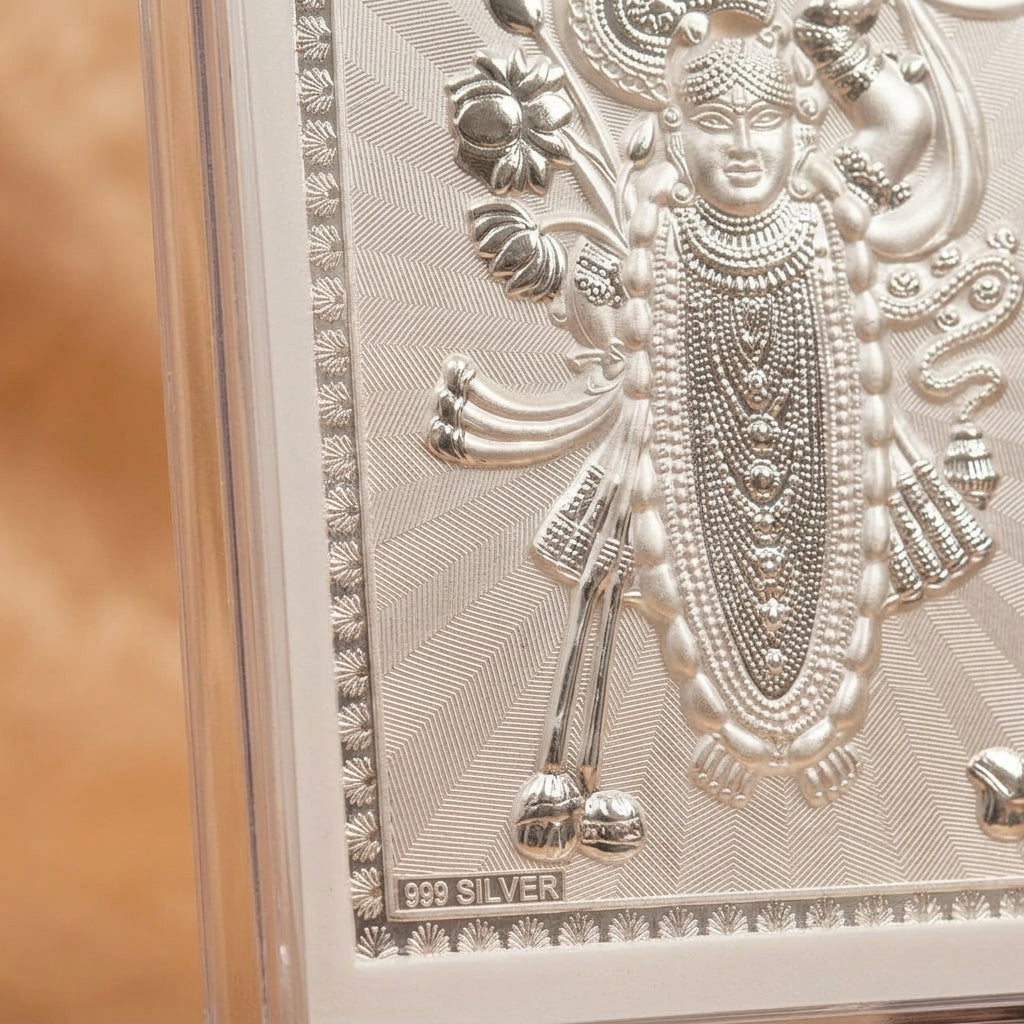 999 Pure Silver Shreenath ji Frame for Home, Office, Pooja Room/Thakur ji, Shrinath ji Nathdwara