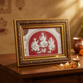 999 Silver Saraswati Laxmi Ganesh Ji Frame – Divine Blessings for Home & Office 9 Inches x 13 Inches