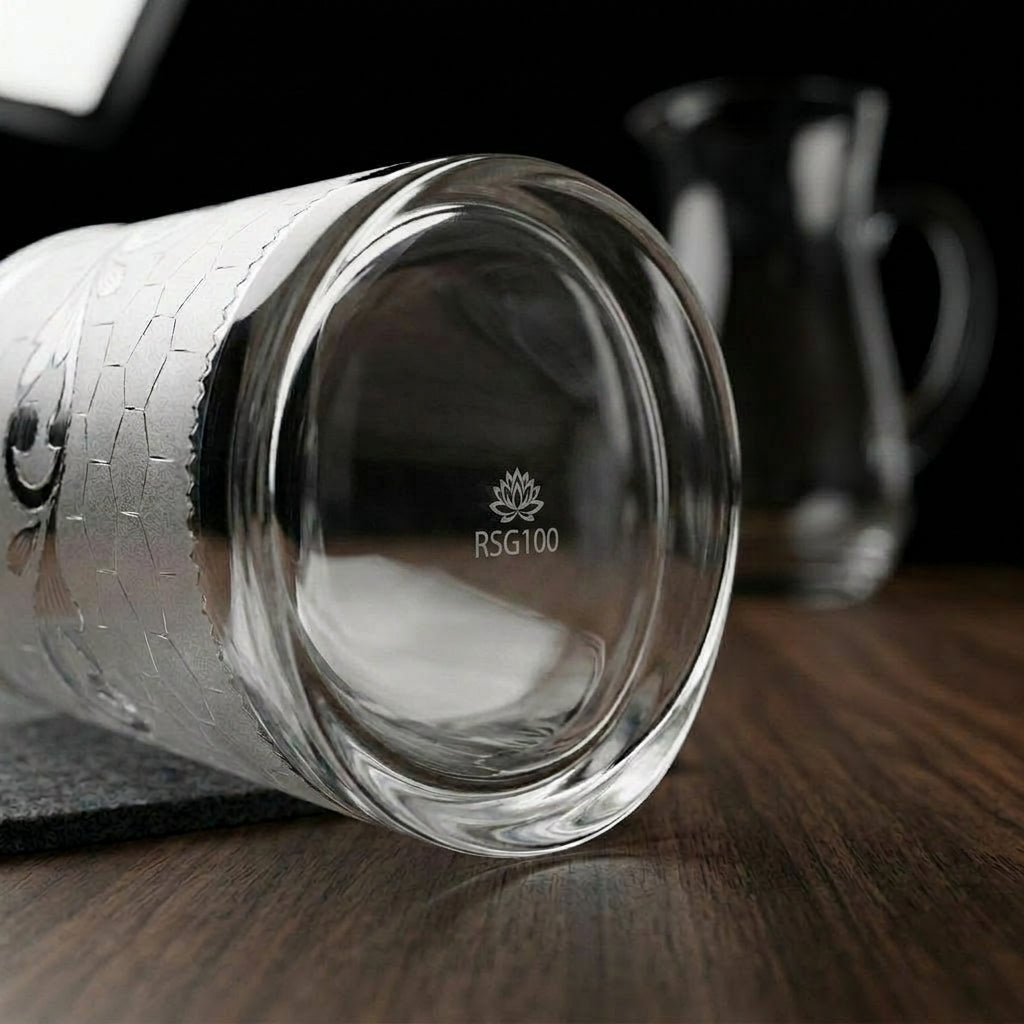 Silver Glass - Bel patta & Bangla Jaal Pattern