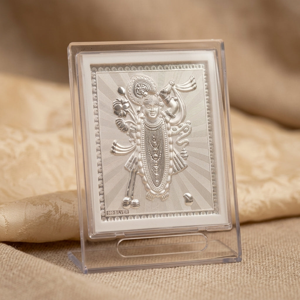 999 Pure Silver Shreenath ji Frame for Home, Office, Pooja Room/Thakur ji, Shrinath ji Nathdwara