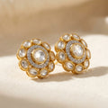 92.5 Silver Polki  Flower-inspired floral design Stud Earring
