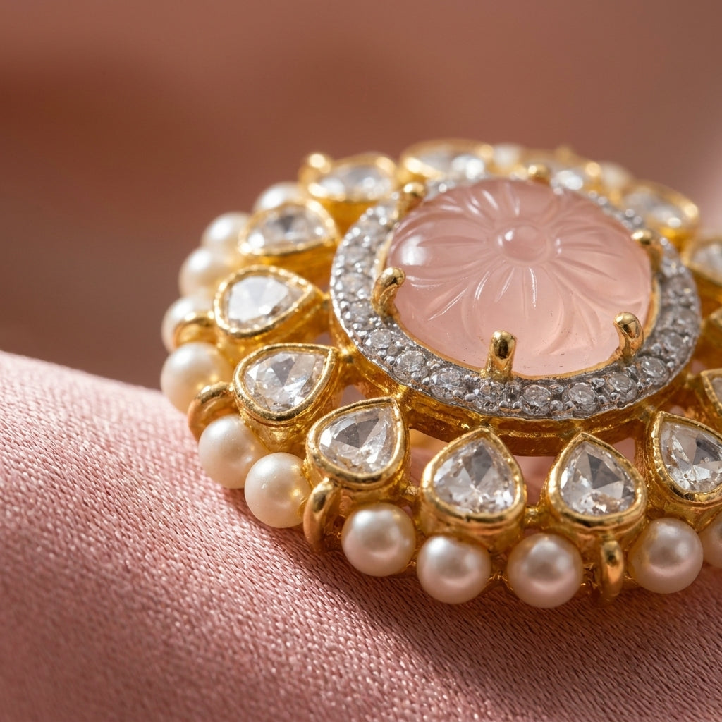 92.5 Silver Floral Polki Ring