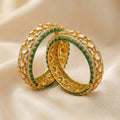 92.5 Silver Polki emerald stone Bangle