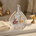 999 Pure Silver Laxmi & Ganesh Ji Pan Shape Frame for Diwali Home, Office, Pooja Room Size 9x11 cm