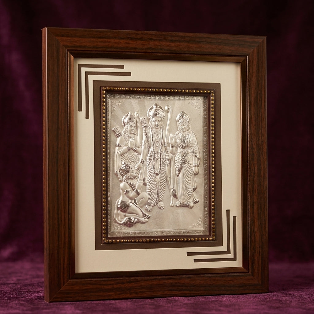 999 Pure Silver Ram Darbar Photo Frame – Symbol of Devotion, Dharma & Protection 15x13 Inch