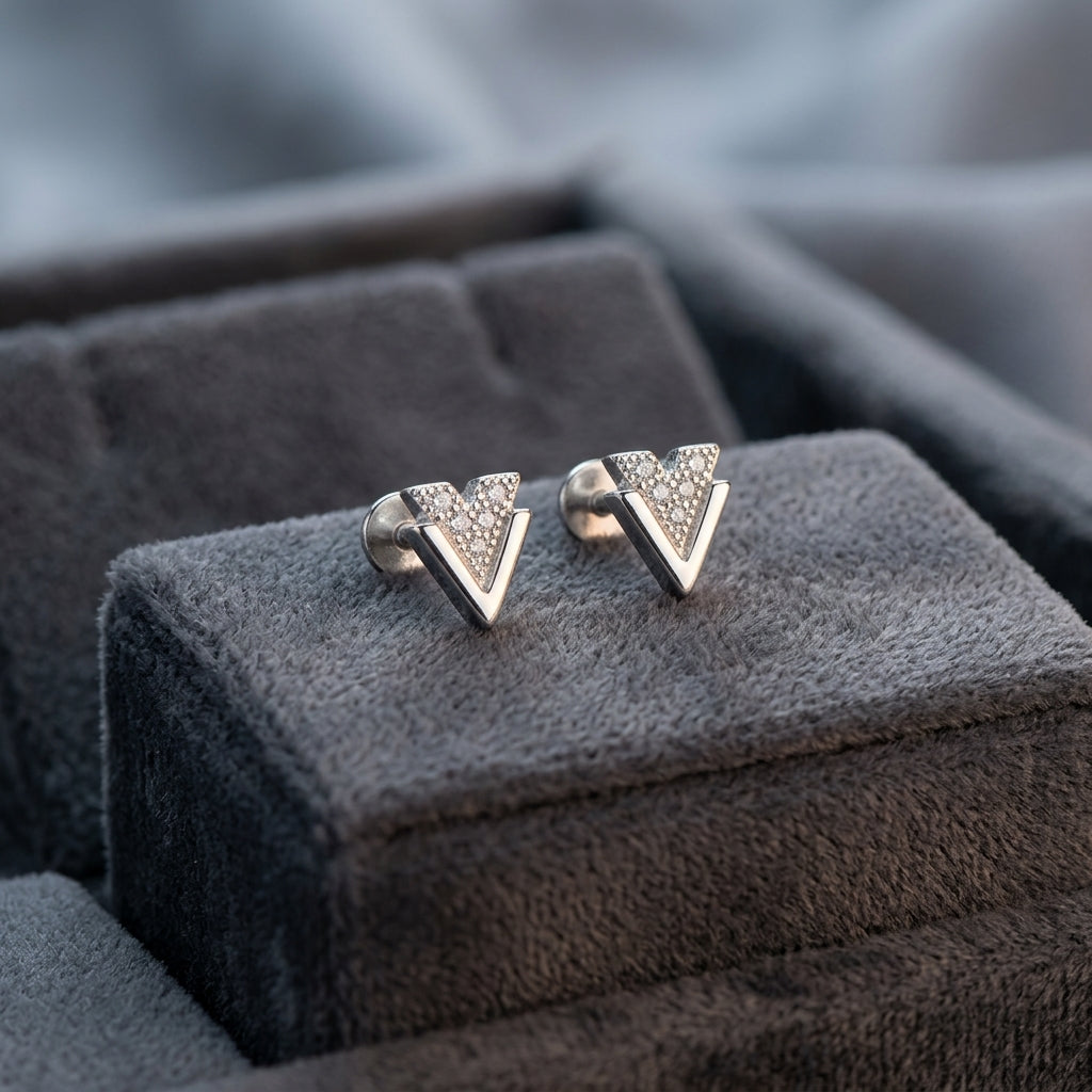 92.5 Silver Earrings for Daily wear | Geometric V- Shaped